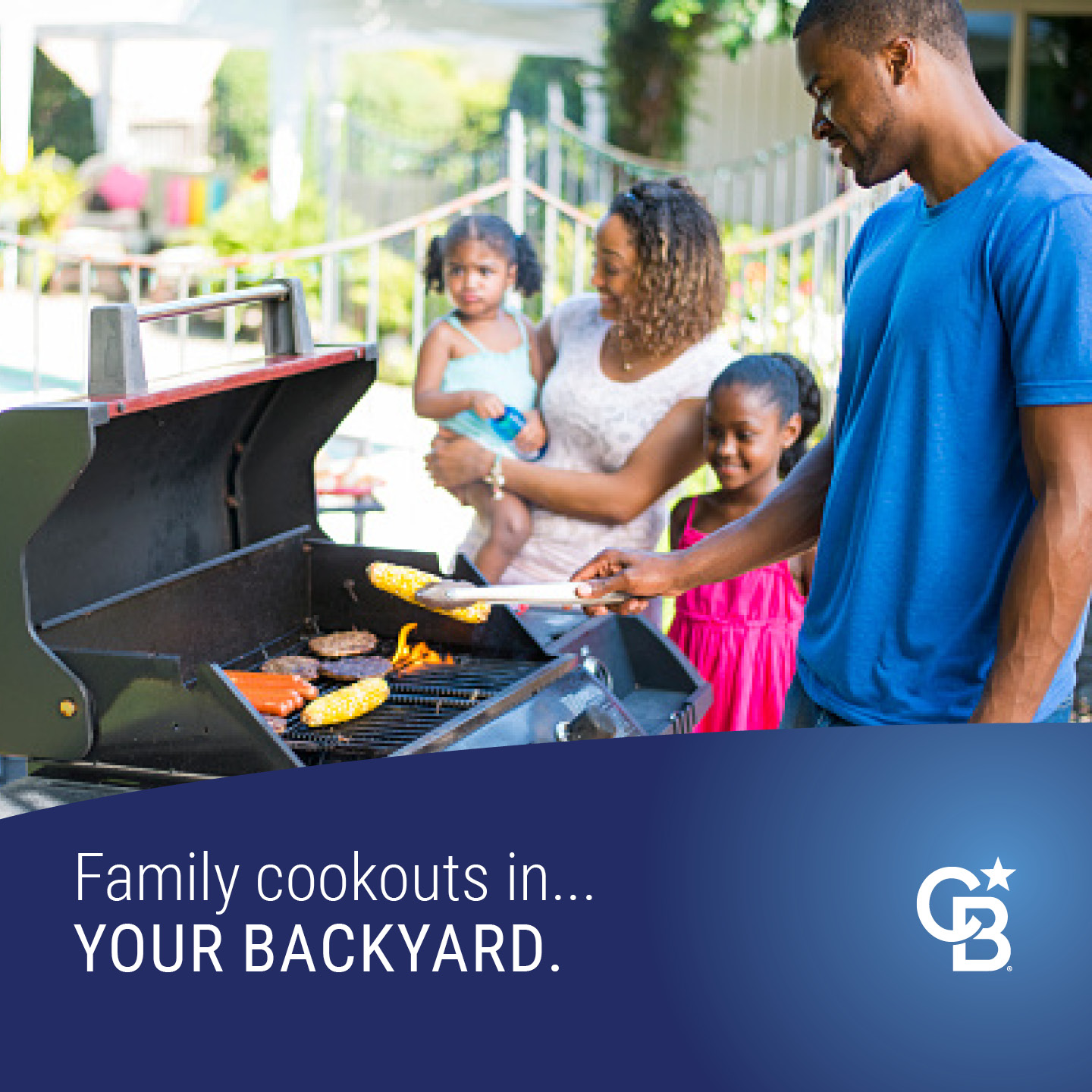 Family cooking out on a grill